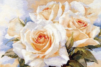 Набор для вышивания крестиком Белые розы