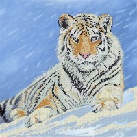 Ткань с нанесенным рисунком для вышивания бисером Сибирский тигр