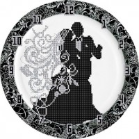 Ткань с нанесенным рисунком для вышивания бисером Часы-свадебные /78102