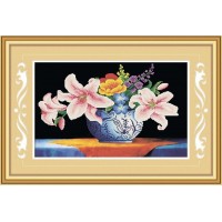 Набор для изготовления картины в алмазной технике (алмазная мозаика) Букет розовых лилий