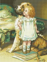 Набор для изготовления картины в алмазной технике (алмазная мозаика) Девочка с собакой