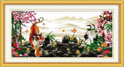 Набор для вышивания Тигр среди цветов (The Four Gracious Planrs and a tiger)