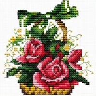 Набор для вышивки крестом Розы в корзине (Basket Rose)