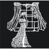Набор для вышивания Дама у окна (белая на черном) /НВ-132