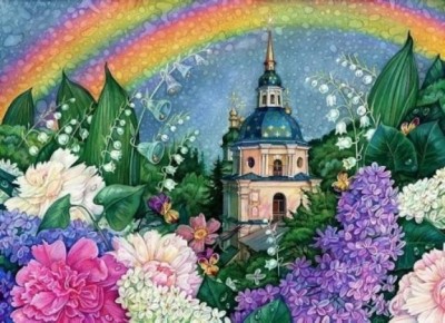 Набор для изготовления картины стразами (алмазная мозаика-вышивка)  В цветах радуги