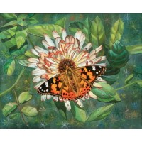 Набор для изготовления картины стразами (алмазная мозаика-вышивка) Бабочка на цветке