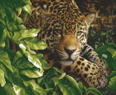 Ткань с рисунком для вышивания бисером Леопард