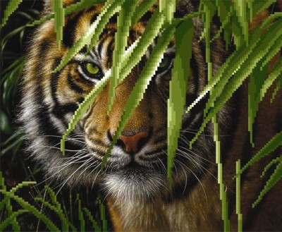 Ткань с рисунком для вышивания бисером Тигр