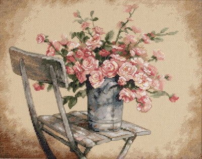 Набор для вышивания Розы на белом стуле