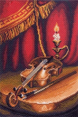 Канва с рисунком для вышивания крестом (схема без ниток) Скрипка