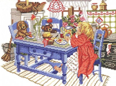 Набор для вышивания Хозяюшка (Girl at a table)