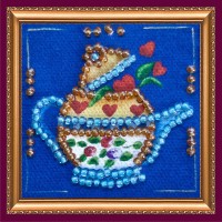 Набор для вышивки бисером Чайник на синем /AMM-011