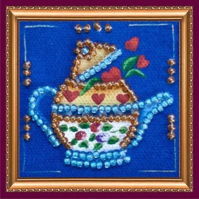 Набор для вышивки бисером Чайник на синем