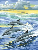 Набор для изготовления картины (алмазная мозаика-вышивка) Семья дельфинов