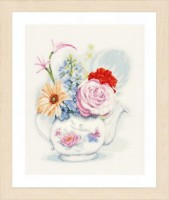 Набор для вышивания Цветы в чайнике (Flowers in Teapot) лен