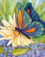 Набор для изготовления картины стразами (алмазная мозаика-вышивка)  Бабочка и цветок