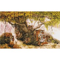 Набор для изготовления картины в алмазной технике (алмазная мозаика) Тигры