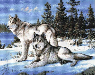 Набор для изготовления картины в алмазной технике (алмазная мозаика) Волки