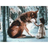 Набор для изготовления картины в алмазной технике (алмазная мозаика) Маленькая девочка и волк