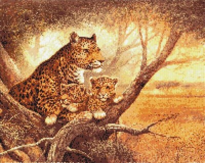 Набор для изготовления картины в алмазной технике (алмазная мозаика) Леопарды