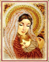 Набор для вышивания хрустальными бусинами и настоящими камнями  Икона Дева Мария /5522