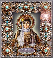 Набор для вышивания хрустальными бусинами и настоящими камнями икона Святая Ольга