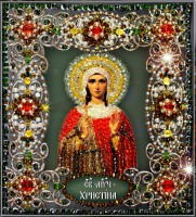 Набор для вышивания хрустальными бусинами и настоящими камнями икона Святая Кристина /77-и-05