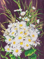 Ткань с нанесенным рисунком для вышивания бисером Букет ромашек