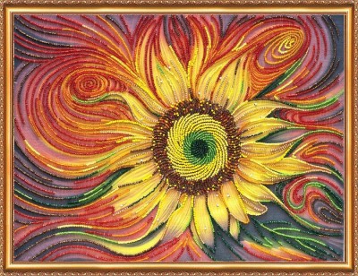 Набор для вышивки бисером на натуральном художественном холсте Солнцебиение