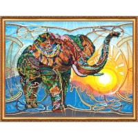 Набор для вышивки бисером на натуральном художественном холсте Мозаичный слон /AB-368