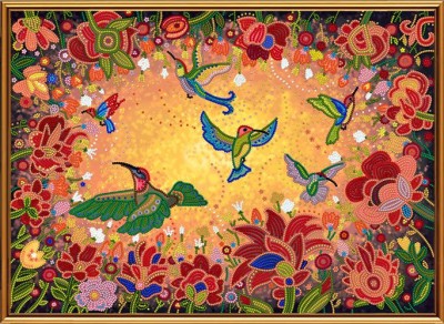 Схема (ткань) для вышивания бисером Райские птицы