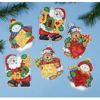 Комплект для вышивания 6 рождественских игрушек на пластиковой канве (Messages of Joy)