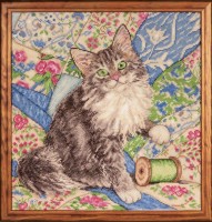 Набор для вышивания Кошка на лоскутном одеяле (Cat on Quilt)