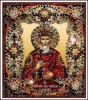 Набор для вышивания хрустальными бусинами и настоящими камнями икона  Святой Владимир /77-и-27