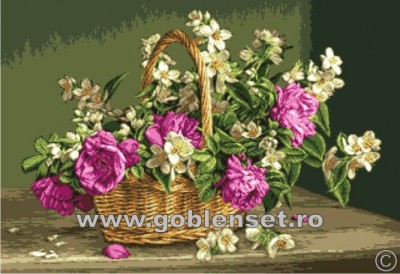 Набор для вышивания гобелена гобелена Корзина с розами и жасмином (A jasmine and roses baschet) гобелен