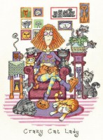 Набор для вышивания Безумная женщина-кошка (Crazy Cat Lady) на ткани /1229-CRCL