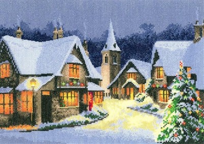 Набор для вышивания Рождественская деревня (Christmas Village) на ткани
