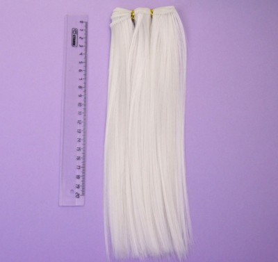 Треcсы искусственные прямые Белые (волосы для куклы)