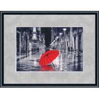 Набор для вышивания Красный зонтик (Red umbrella) с добавлением светящихся ниток