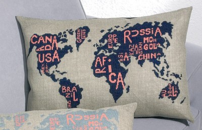 Набор для вышивания Подушка Карта мира