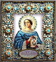 Набор для вышивания хрустальными бусинами и настоящими камнями икона Святая Анастасия /77-и-11