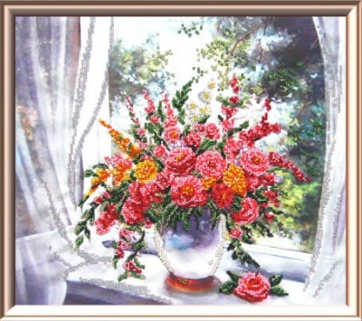 Набор для вышивания бисером Цветы у окна