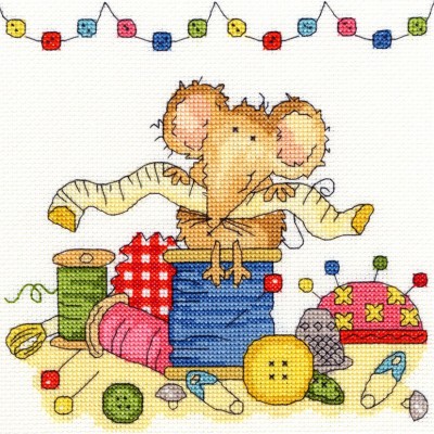 Набор для вышивания крестом Мышь-швея (Sewing Mouse)