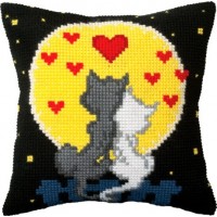 Набор для вышивки подушки крестиком Влюбленные коты /РТ-166