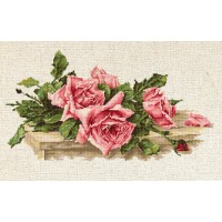 Набор для вышивания Розовые розы (Pink Roses). ткань