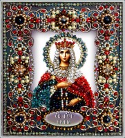 Набор для вышивания хрустальными бусинами и настоящими камнями икона Святая Ирина