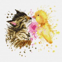 Набор для вышивания Кот с утенком (Kitten and Duckling) /B2301