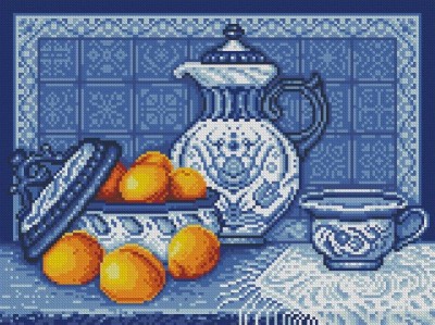 Набор для изготовления картины стразами (алмазная мозаика-вышивка) Натюрморт Гжель