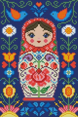 Набор для изготовления картины стразами (алмазная мозаика-вышивка) Матрешка в цветах