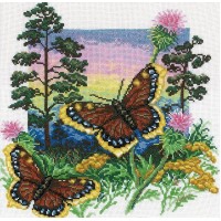 Набор для вышивания крестом Пейзаж с бабочками